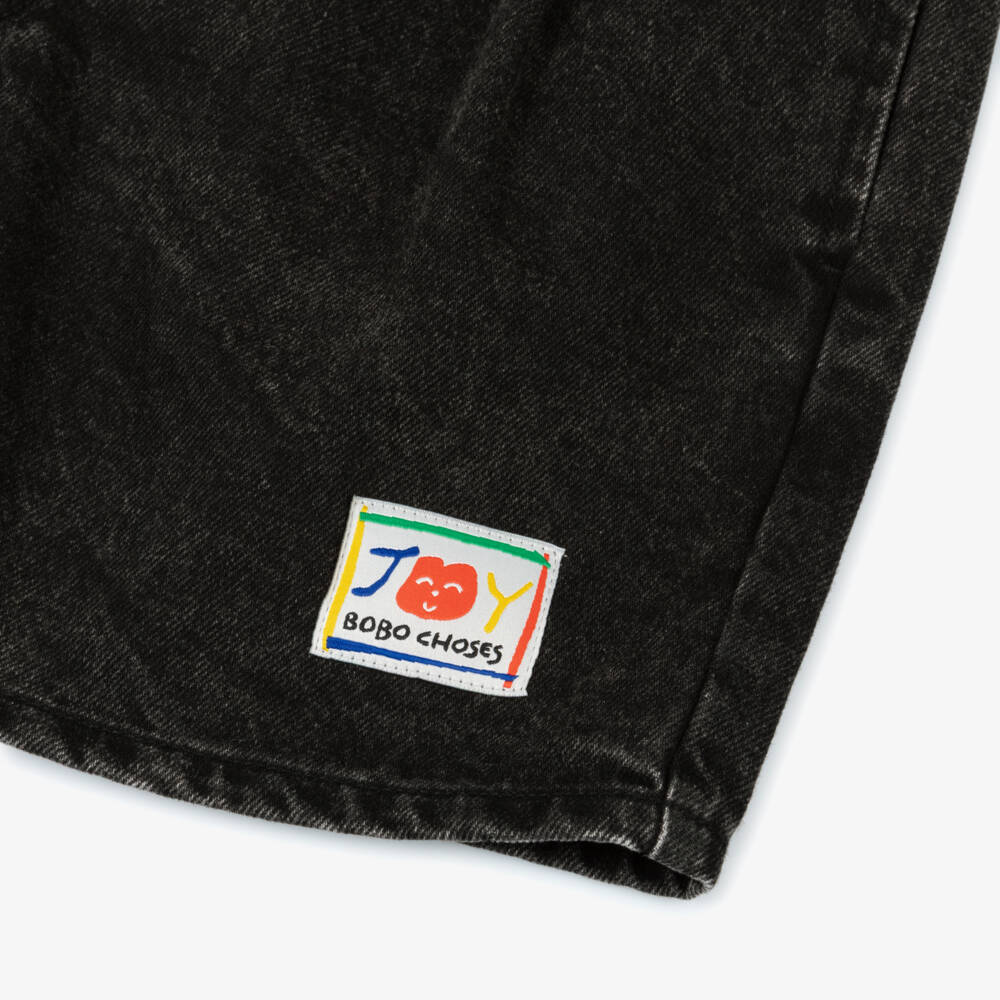 Bobo Choses-Boys Charcoal Denim Relaxed Shorts | Childrensalon Outlet