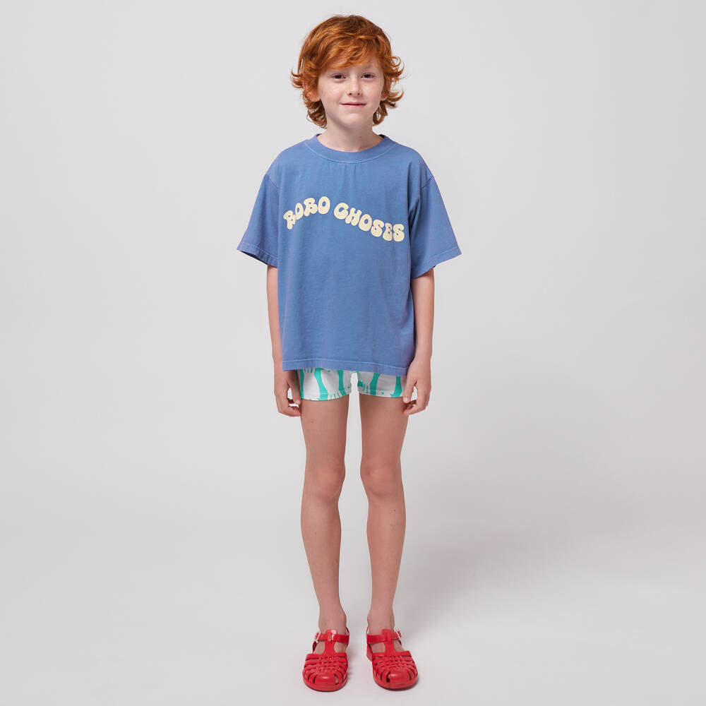 Bobo Choses-Boys Cornflower Cotton Tee Delight | Childrensalon Outlet