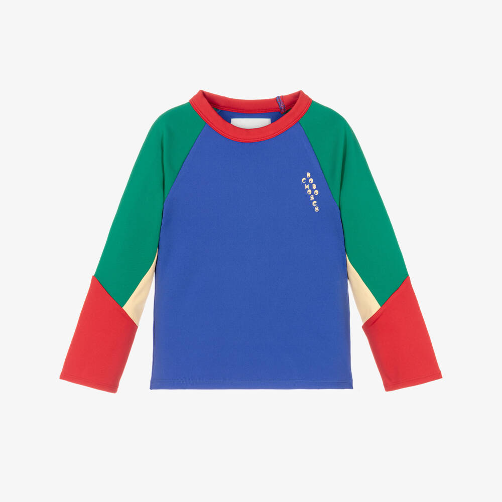 Bobo Choses-Boys & Girls Blue & Green Colourblock Base Layer Top | Childrensalon Outlet