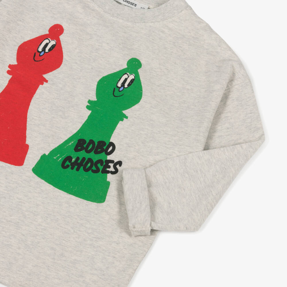 Bobo Choses-Boys Grey Chess Print Organic Cotton Top | Childrensalon Outlet