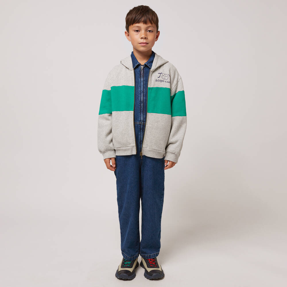 Bobo Choses-Boys Grey Colourblock Zip Jacket | Childrensalon Outlet