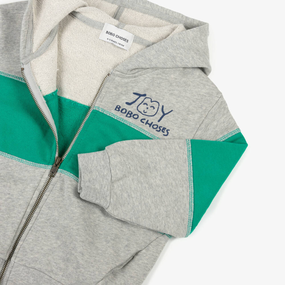 Bobo Choses-Boys Grey Colourblock Zip Jacket | Childrensalon Outlet