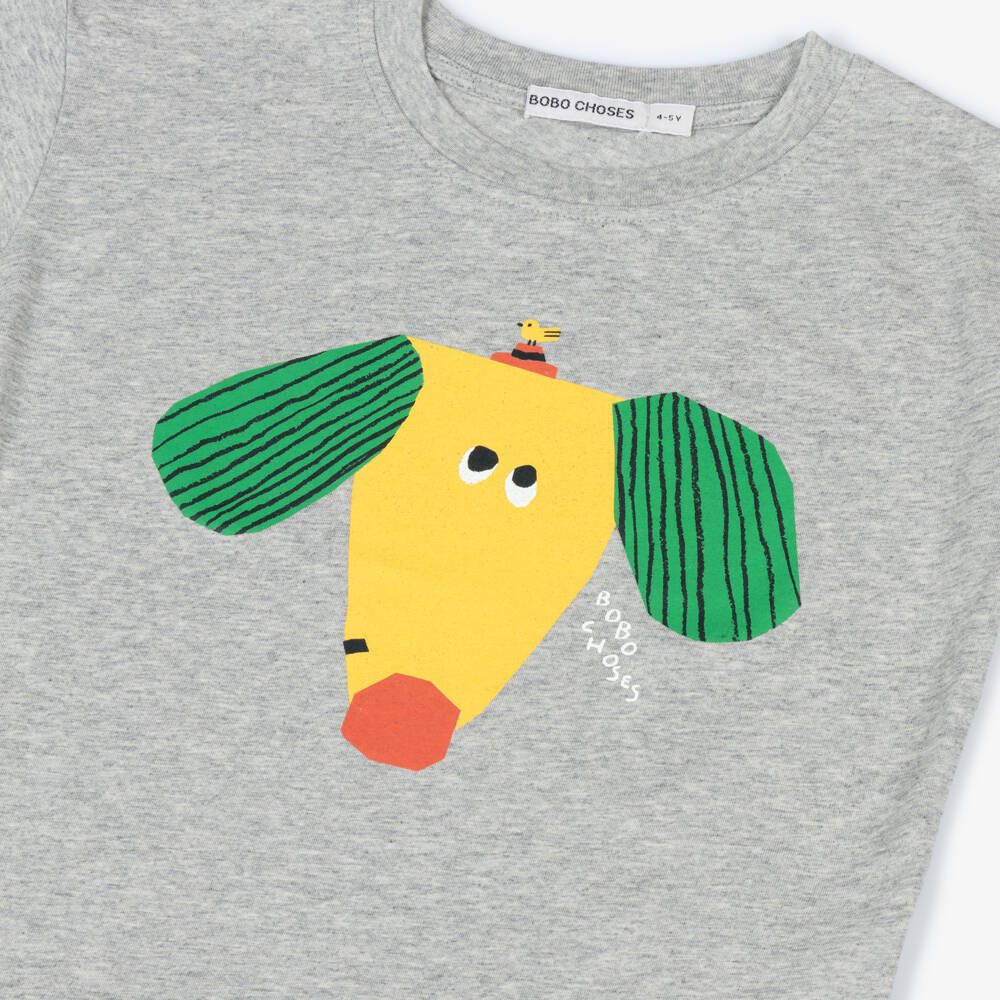 Bobo Choses-Boys Grey Happy Pup Tee | Childrensalon Outlet