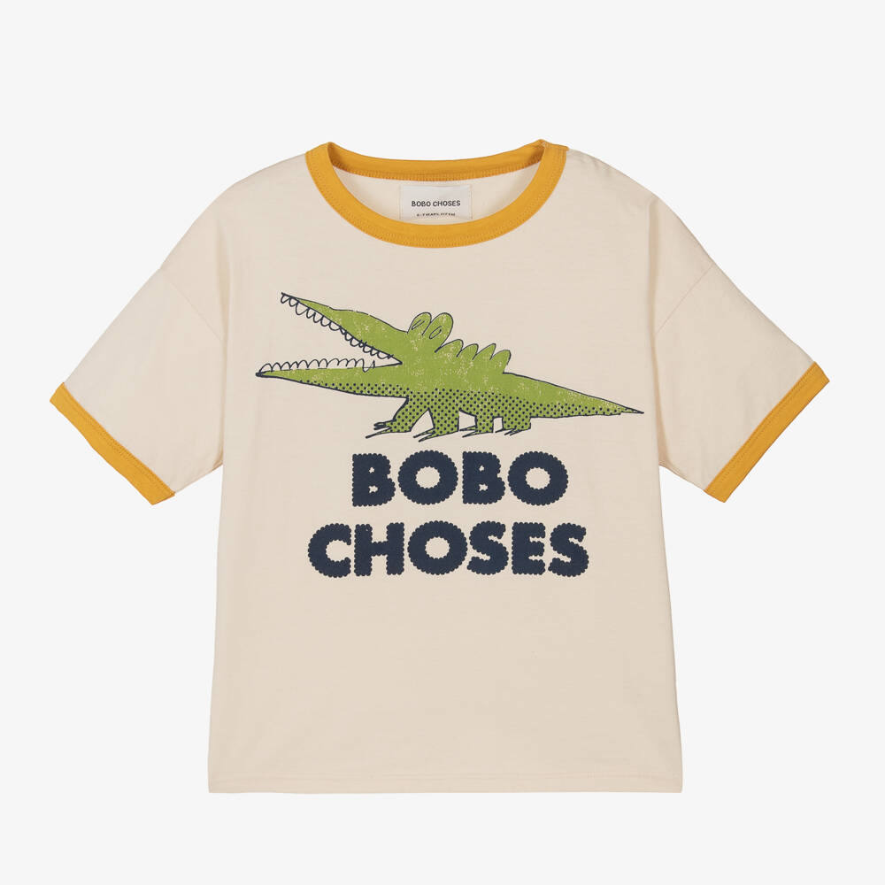Bobo Choses-Boys Ivory Crocodile Graphic Tee | Childrensalon Outlet