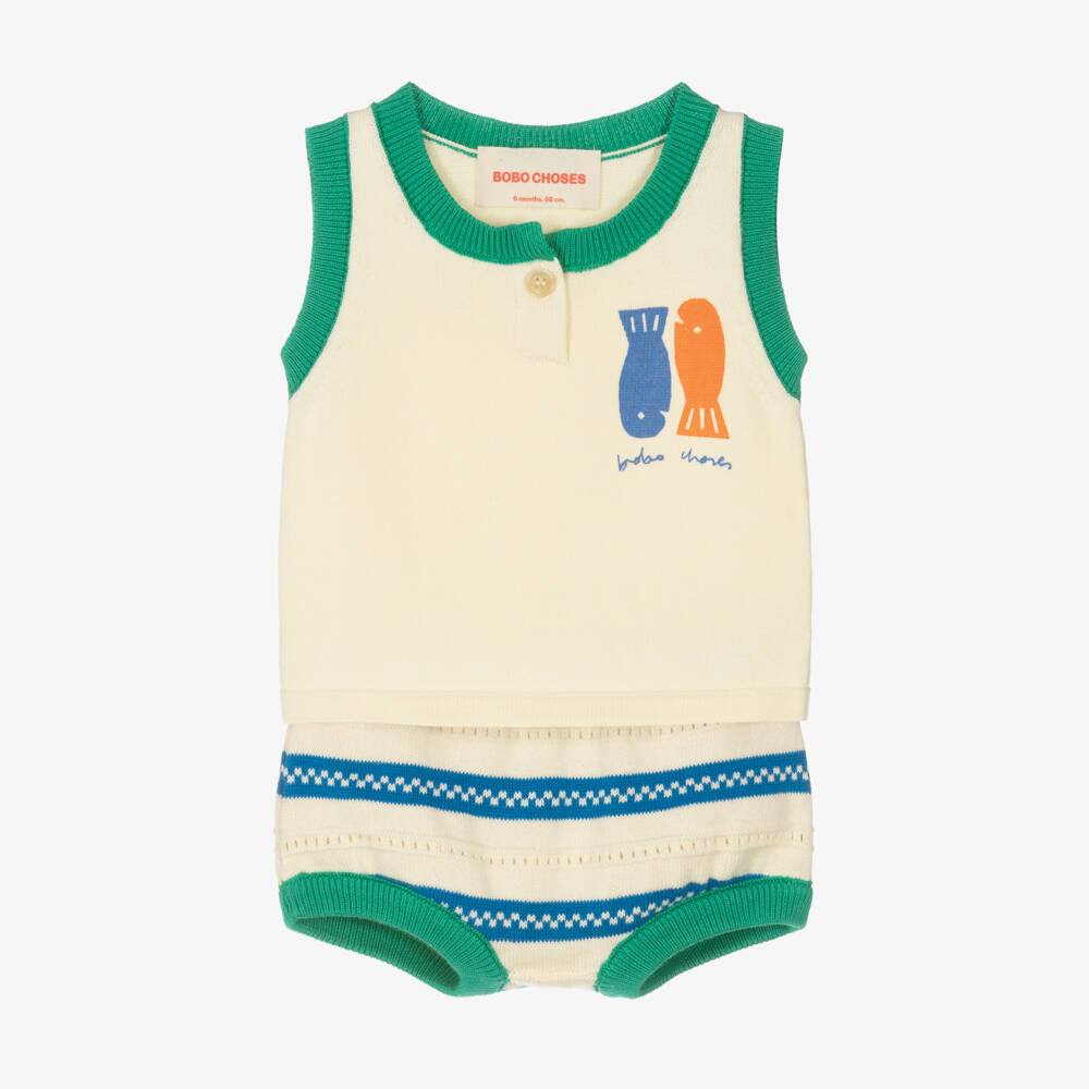 Bobo Choses-طقم صيفي عاجي وأخضر للأولاد | Childrensalon Outlet