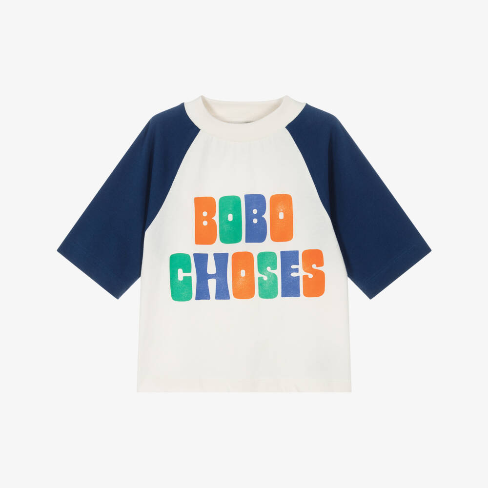 Bobo Choses-Boys Ivory Raglan Cotton Tee | Childrensalon Outlet