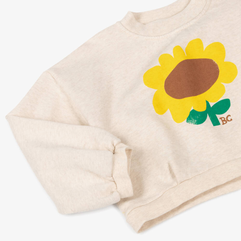 Bobo Choses-Girls Beige Sunflower Cotton Pullover | Childrensalon Outlet