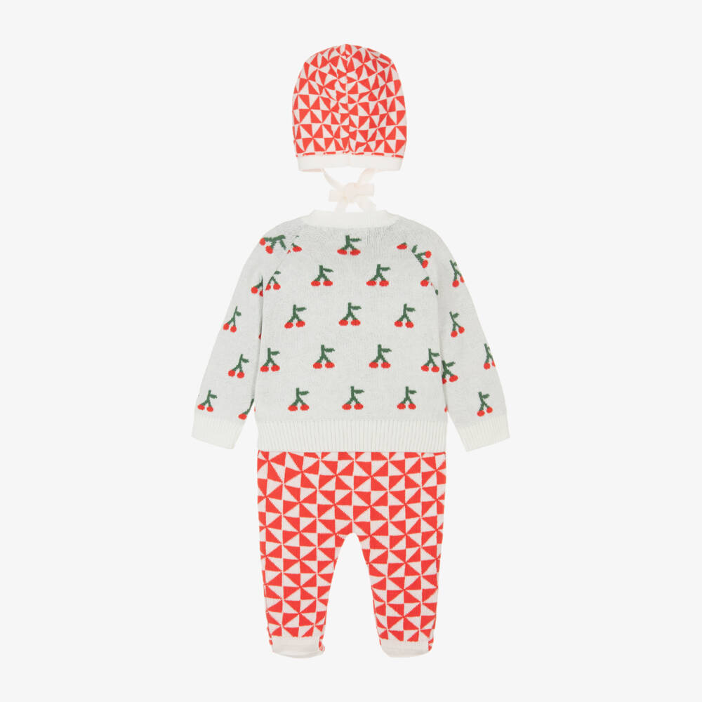 Bobo Choses-Girls Cherry Knit Babysuit Set | Childrensalon Outlet