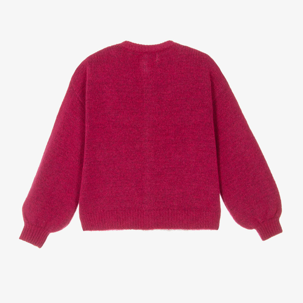 Bobo Choses-Girls Fuchsia Cherry Knit Cardigan | Childrensalon Outlet