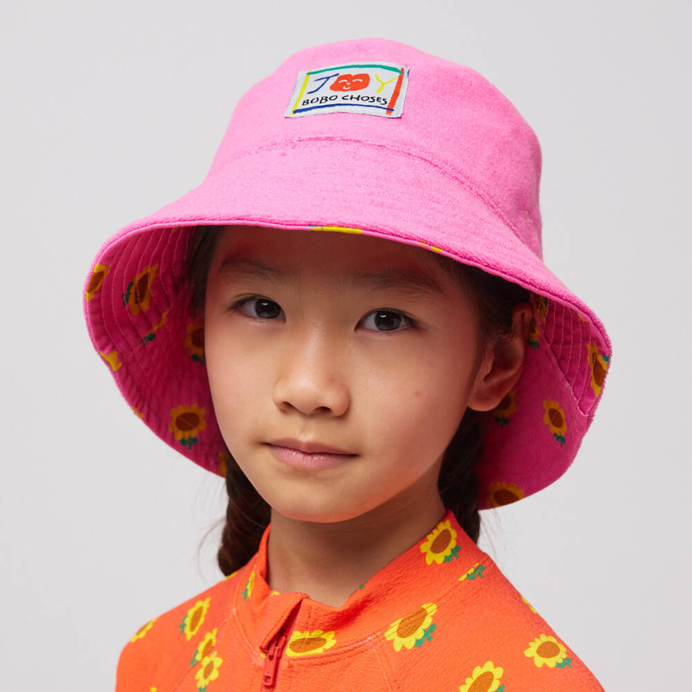 Bobo Choses-Girls Fuchsia Reversible Sunflower Hat | Childrensalon Outlet