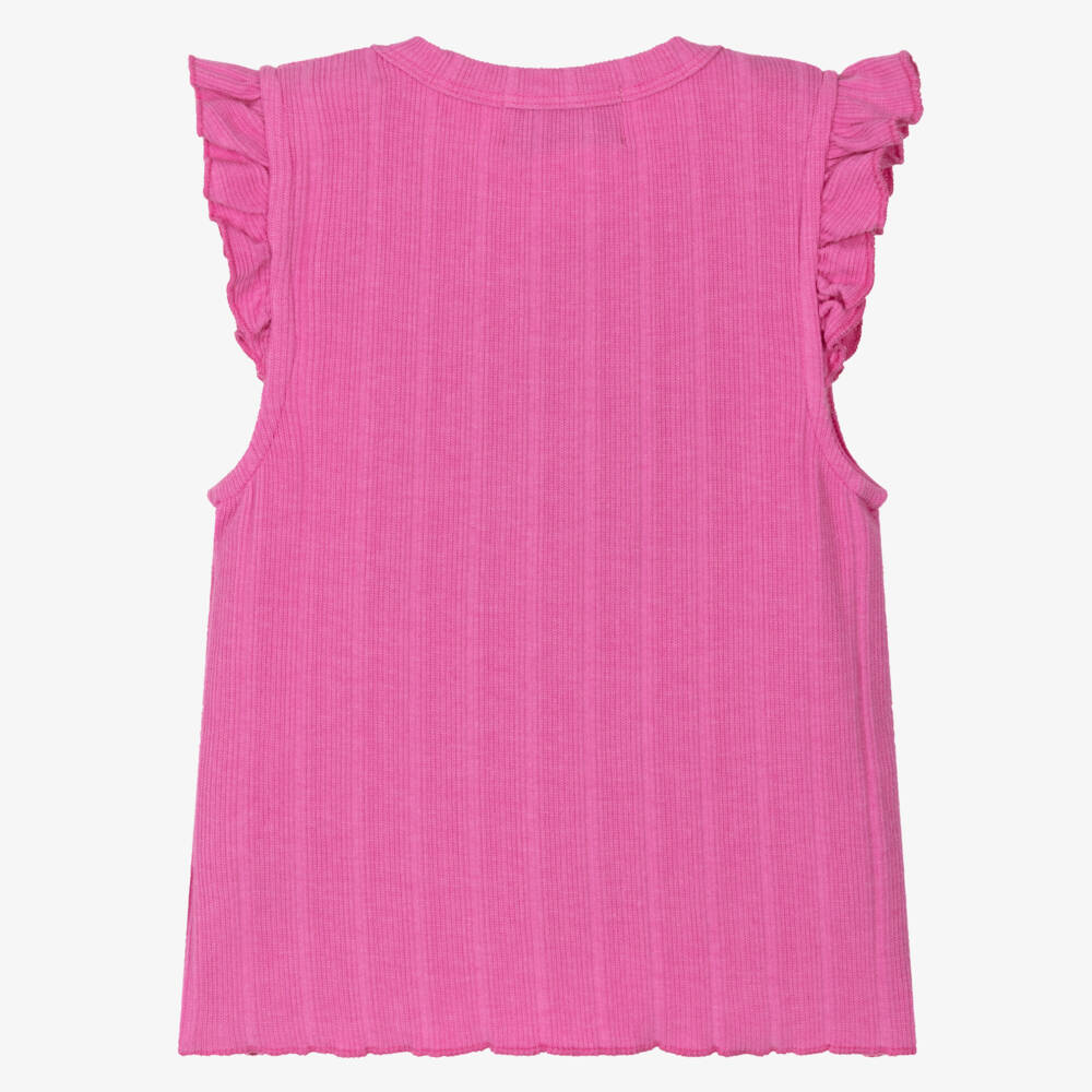 Bobo Choses-Girls Fuchsia Ruffle Shoulder Tank | Childrensalon Outlet
