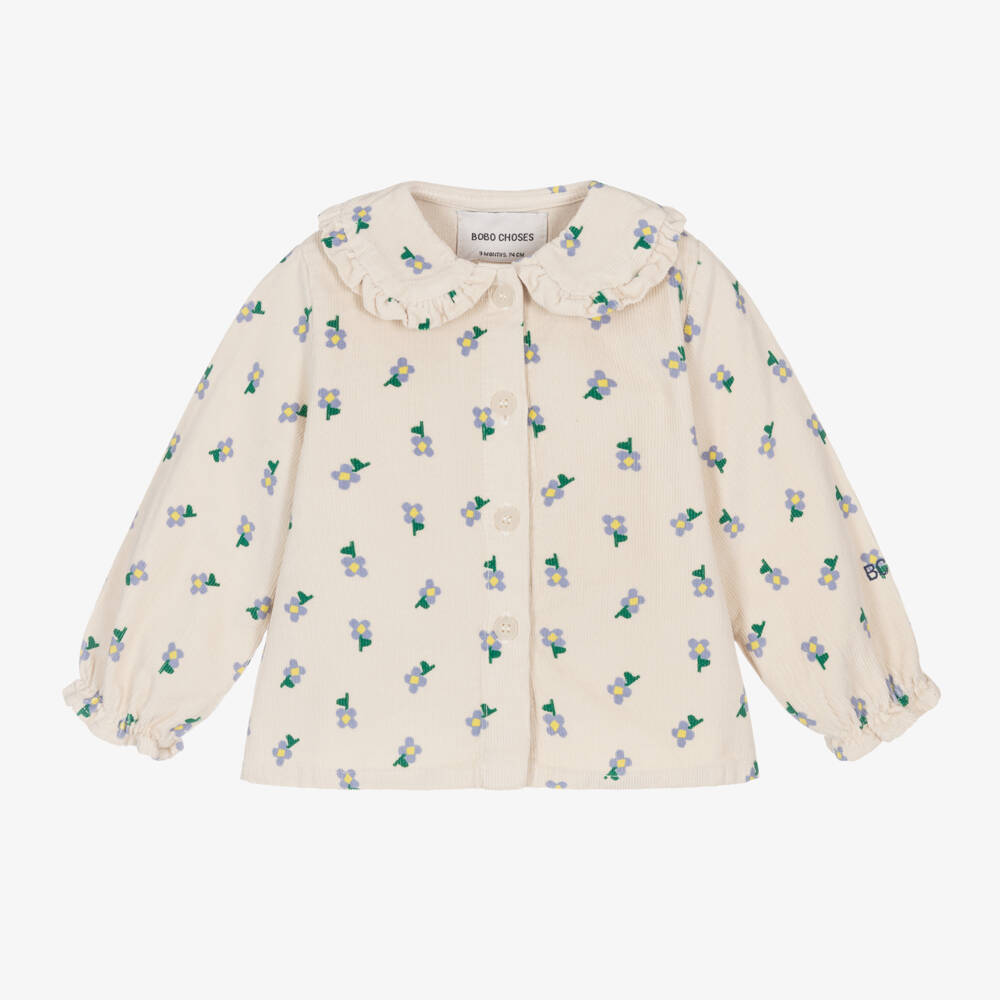 Bobo Choses-Girls Ivory Floral Cotton Blouse | Childrensalon Outlet