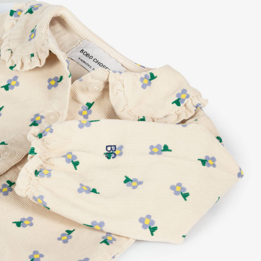 Bobo Choses-Girls Ivory Floral Cotton Blouse | Childrensalon Outlet