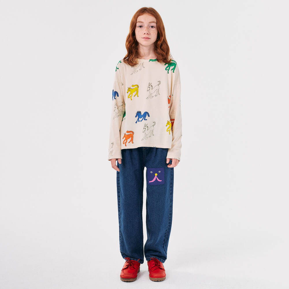 Bobo Choses-Girls Ivory Horse Print Long Top | Childrensalon Outlet