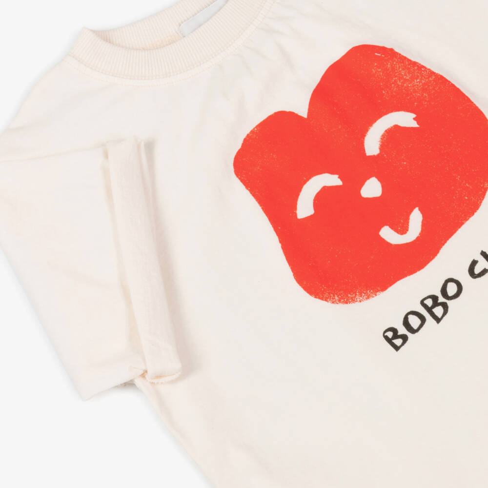 Bobo Choses-Girls Ivory Smile Organic Tee | Childrensalon Outlet