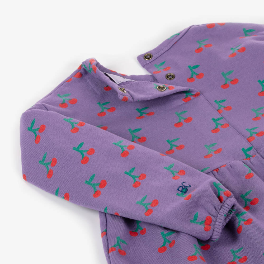 Bobo Choses-Girls Lavender Cherry Cotton Dress | Childrensalon Outlet