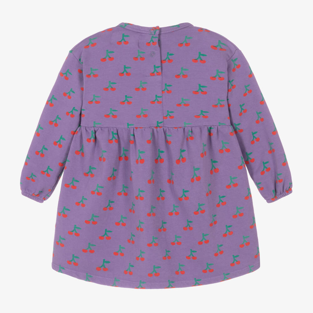 Bobo Choses-Girls Lavender Cherry Cotton Dress | Childrensalon Outlet