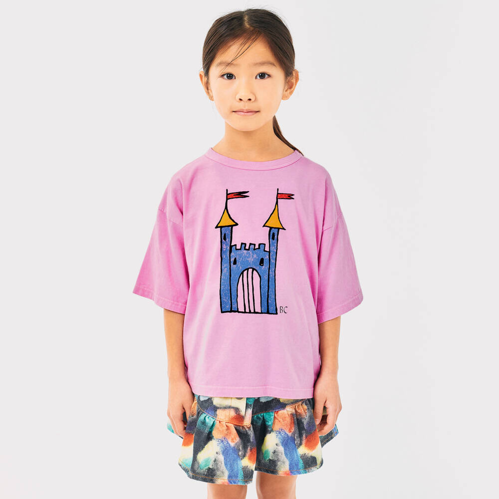 Bobo Choses-Girls Lilac Castle Print Tee | Childrensalon Outlet