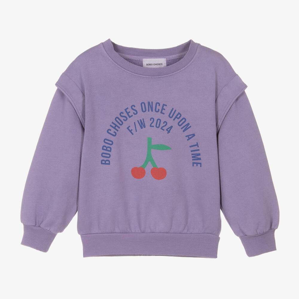 Bobo Choses-Girls Lilac Cherry Print Jumper | Childrensalon Outlet