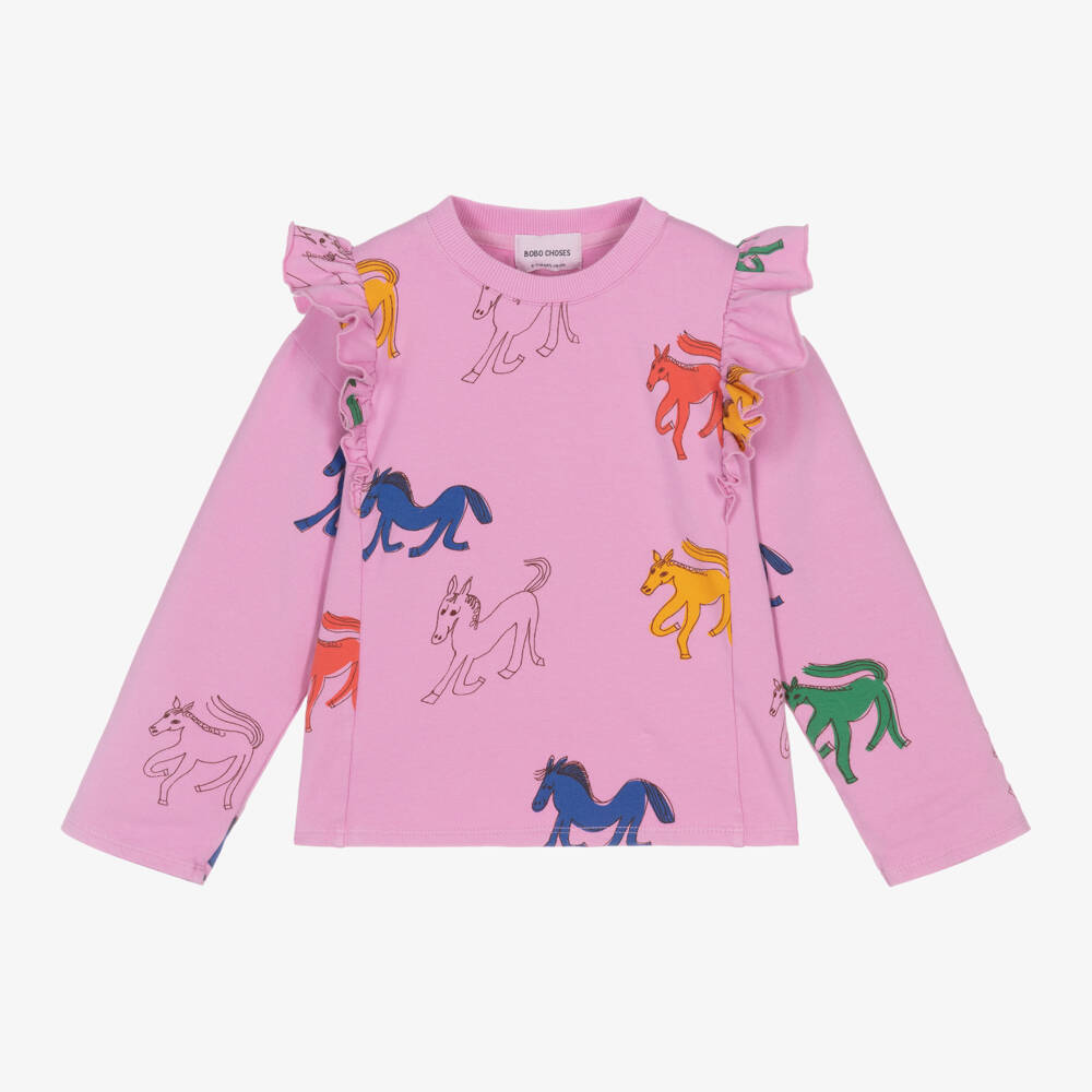 Bobo Choses-Girls Lilac Horse Print Sweatshirt | Childrensalon Outlet