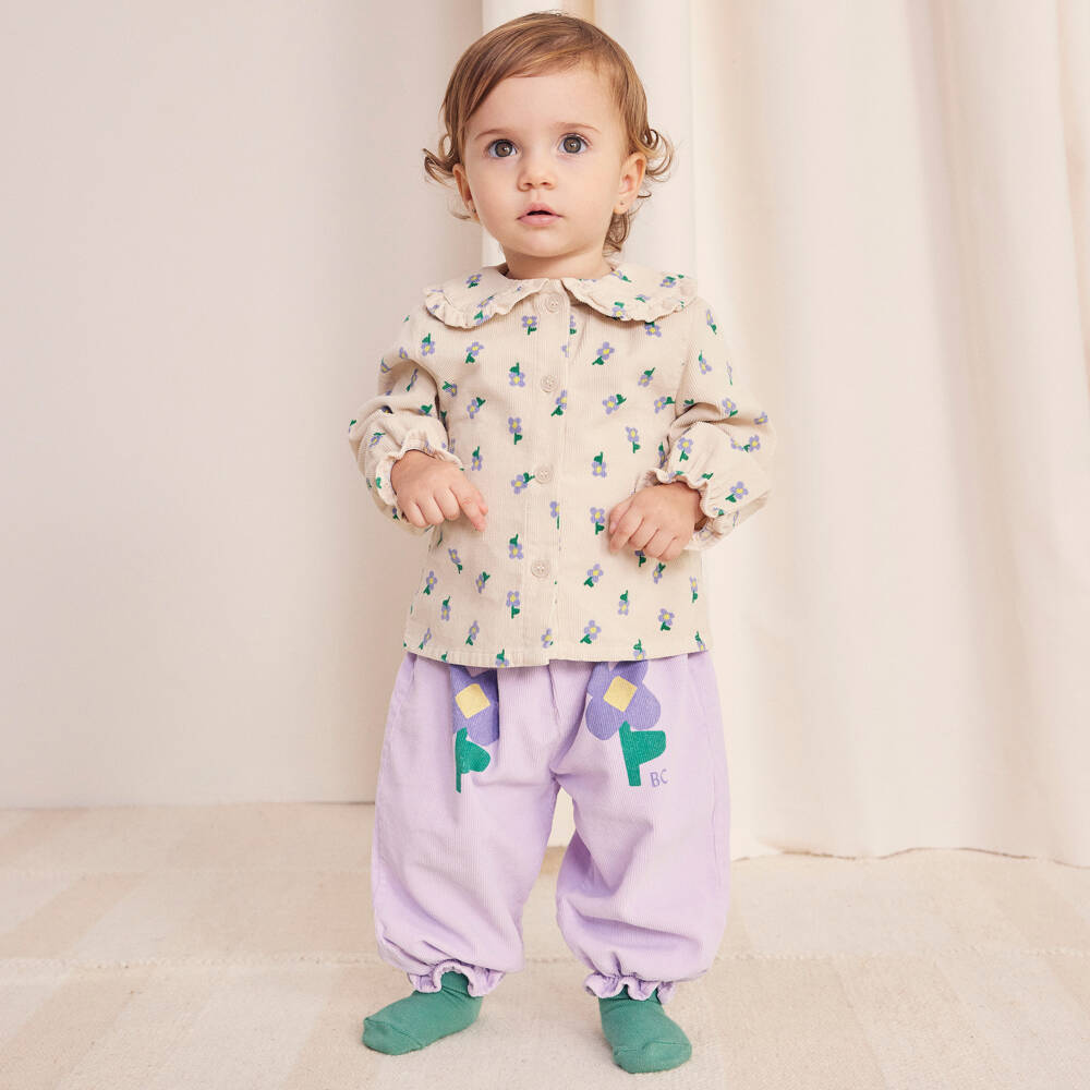 Bobo Choses-Girls Lilac Organic Cord Trousers | Childrensalon Outlet