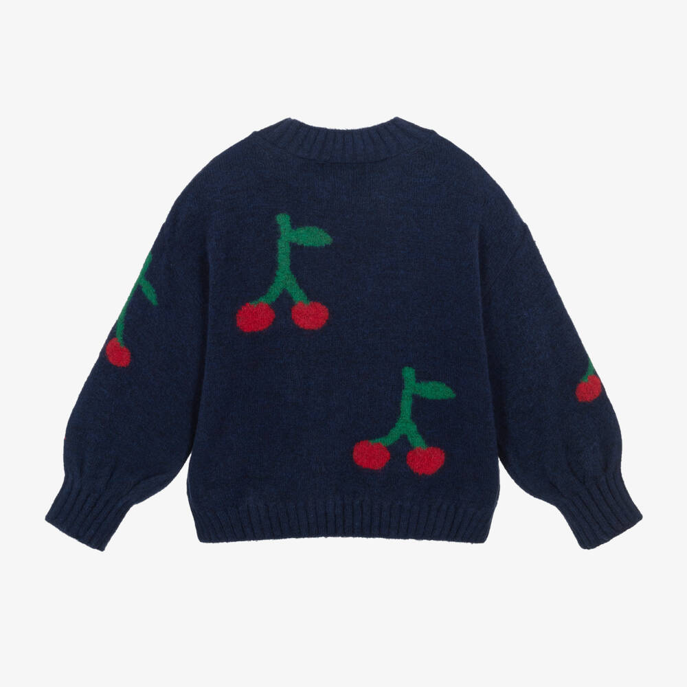 Bobo Choses-Girls Navy Wool Cherry Jumper | Childrensalon Outlet