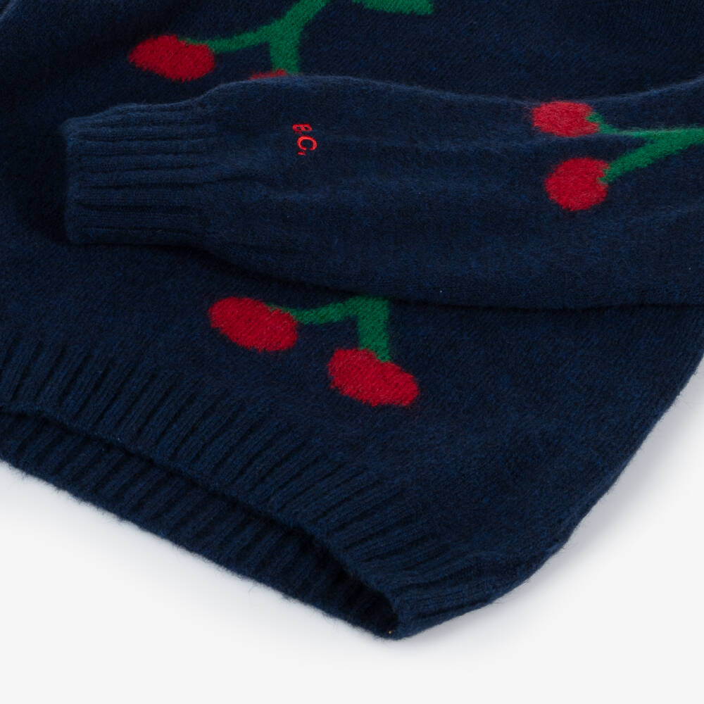 Bobo Choses-Girls Navy Wool Cherry Jumper | Childrensalon Outlet