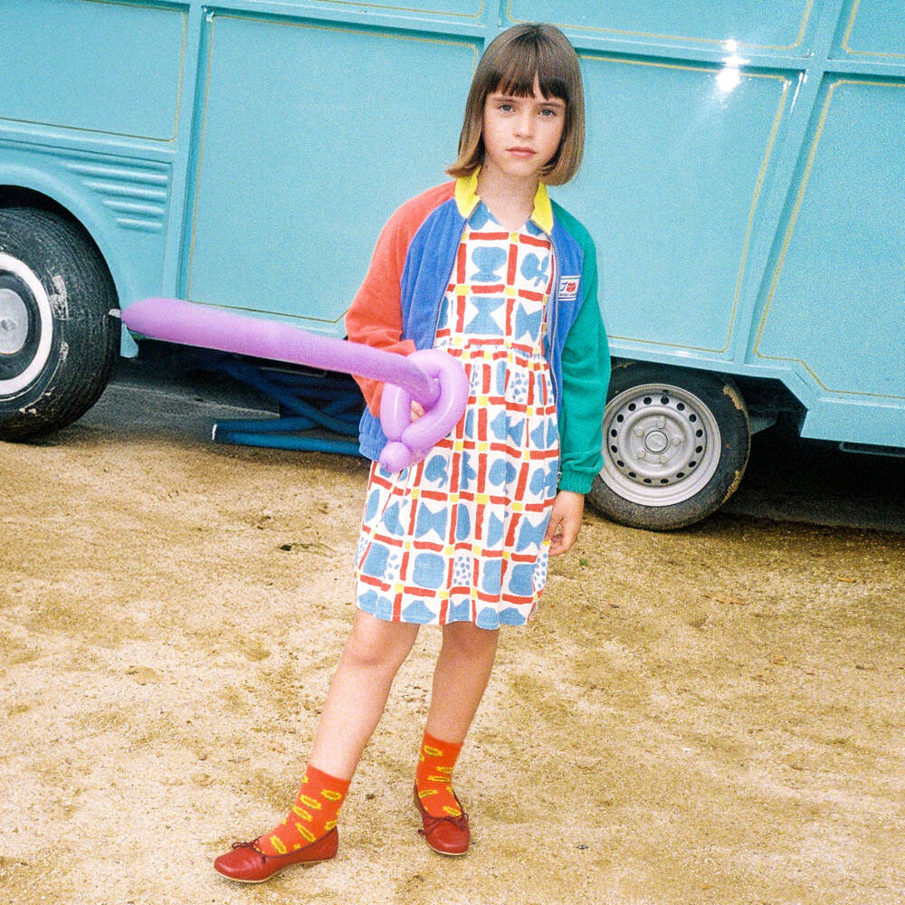 Bobo Choses-Girls Organic Ivory Geo Print Dress | Childrensalon Outlet