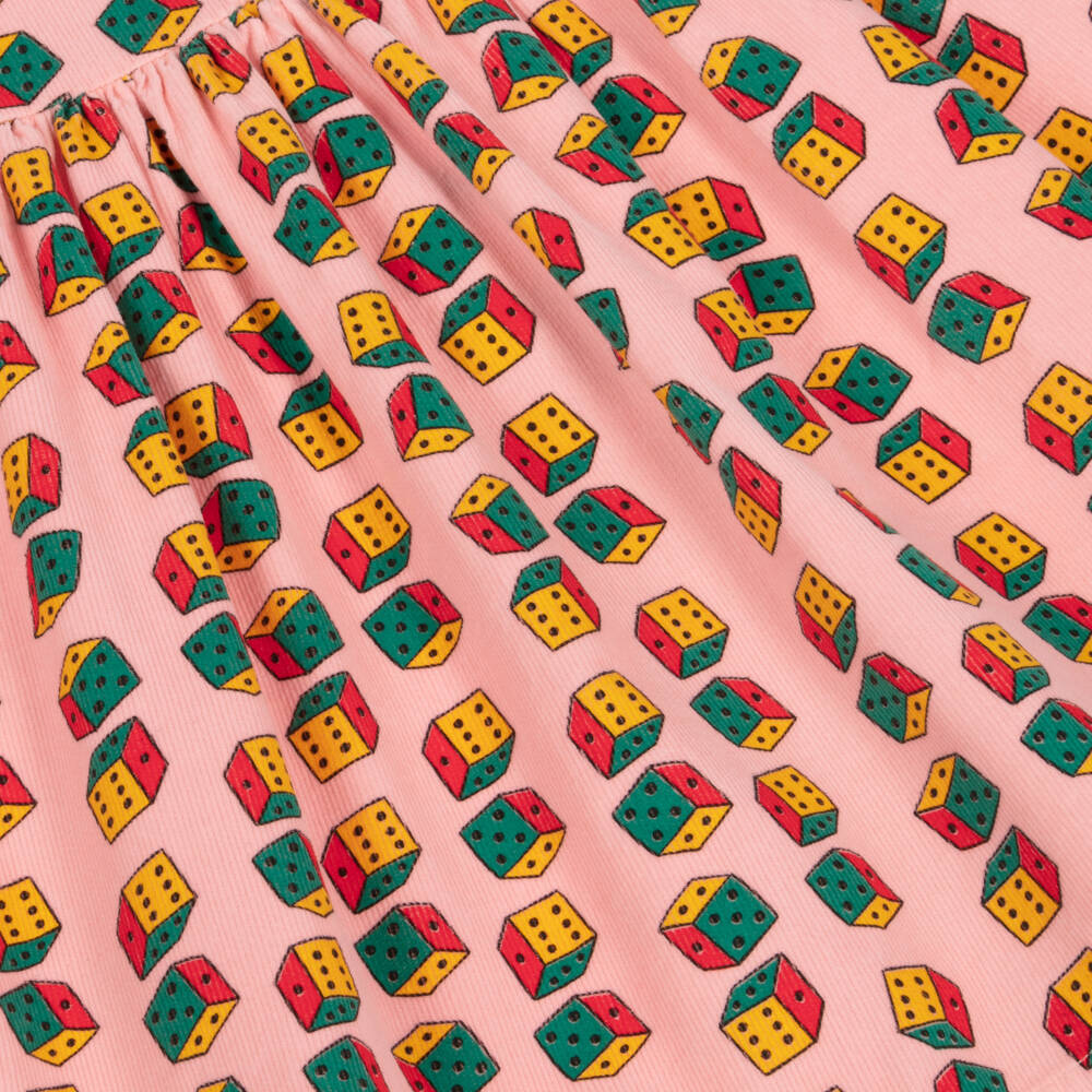 Bobo Choses-فستان مخمل وردي بنقشة النرد للبنات | Childrensalon Outlet