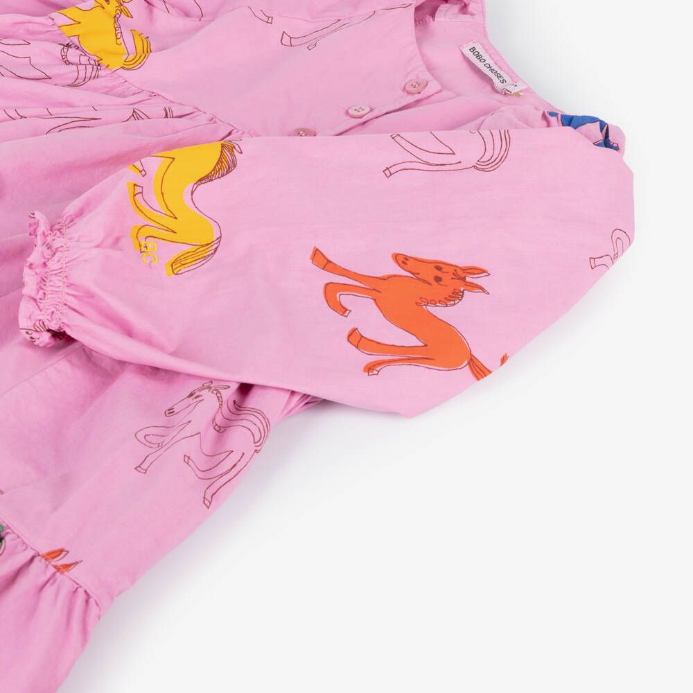 Bobo Choses-Girls Pink Horse Pattern Dress | Childrensalon Outlet