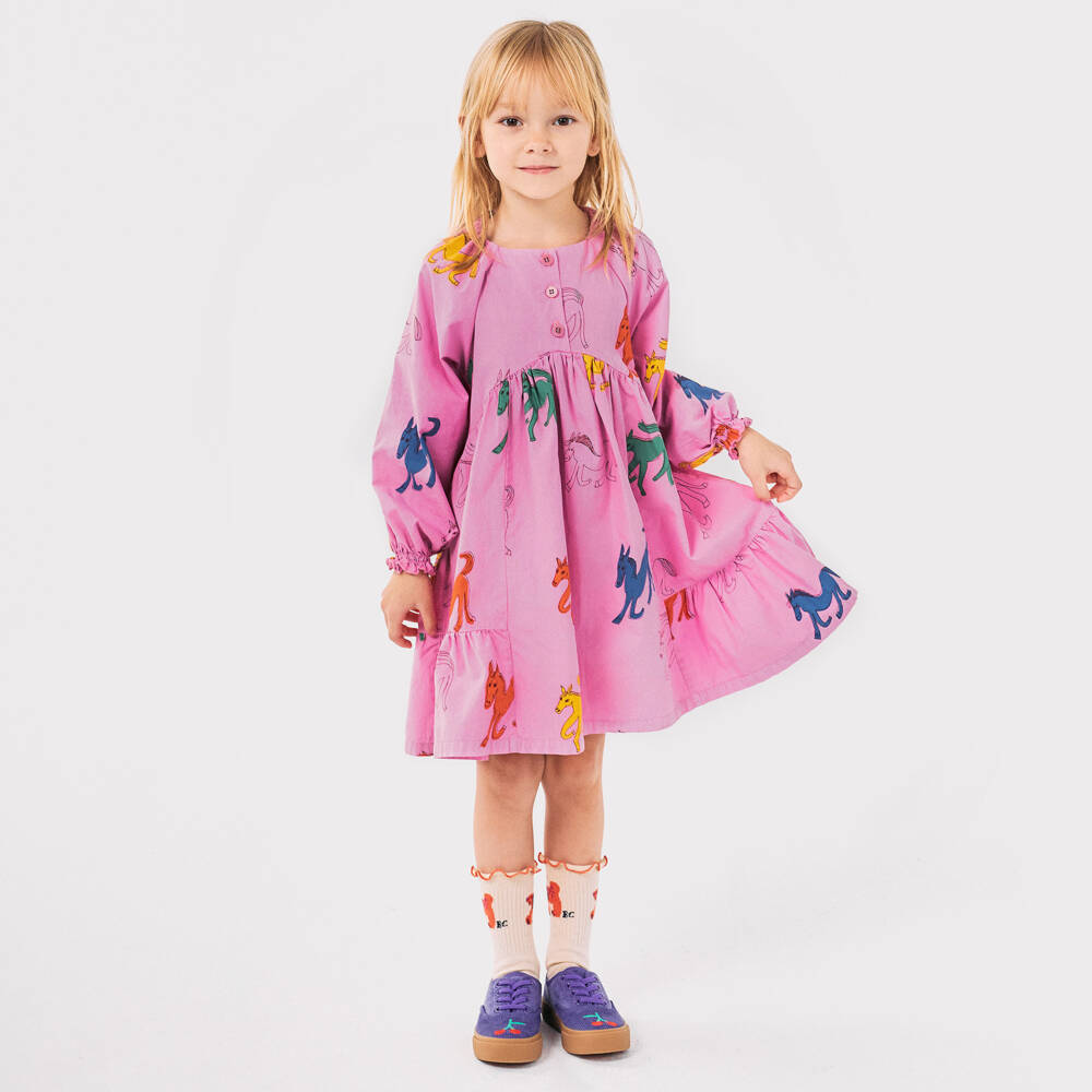 Bobo Choses-Girls Pink Horse Pattern Dress | Childrensalon Outlet
