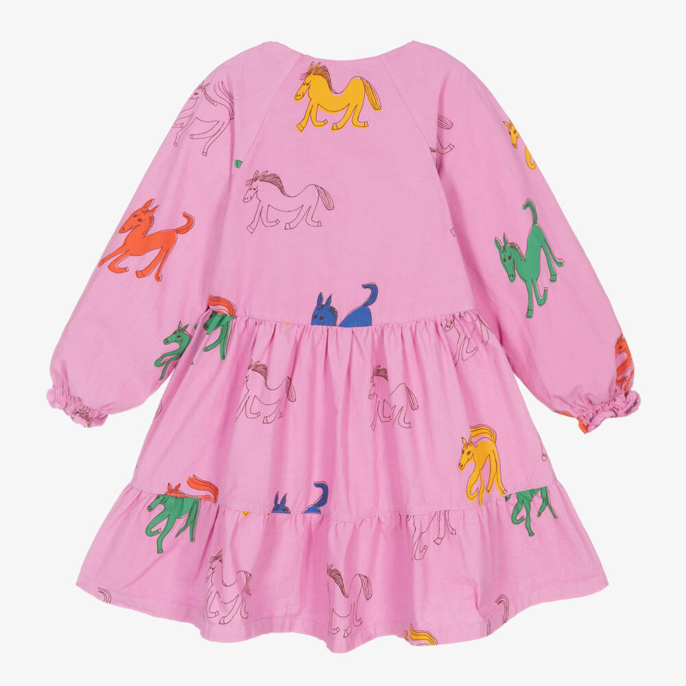Bobo Choses-Girls Pink Horse Pattern Dress | Childrensalon Outlet