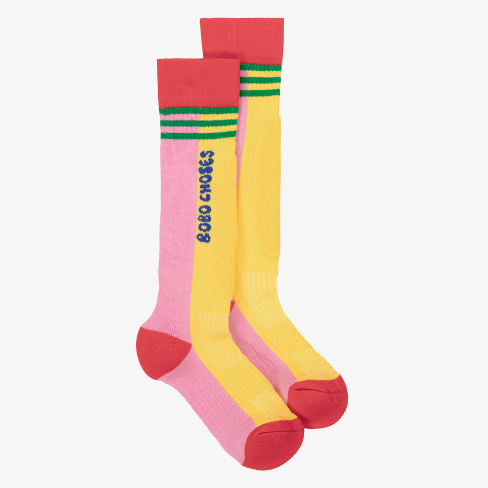Bobo Choses-Girls Pink & Yellow Colourblock Knee High Socks | Childrensalon Outlet