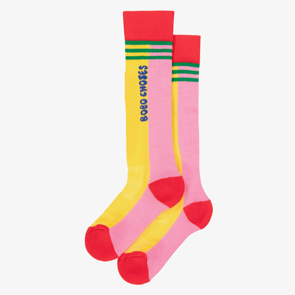 Bobo Choses-Girls Pink & Yellow Colourblock Knee High Socks | Childrensalon Outlet