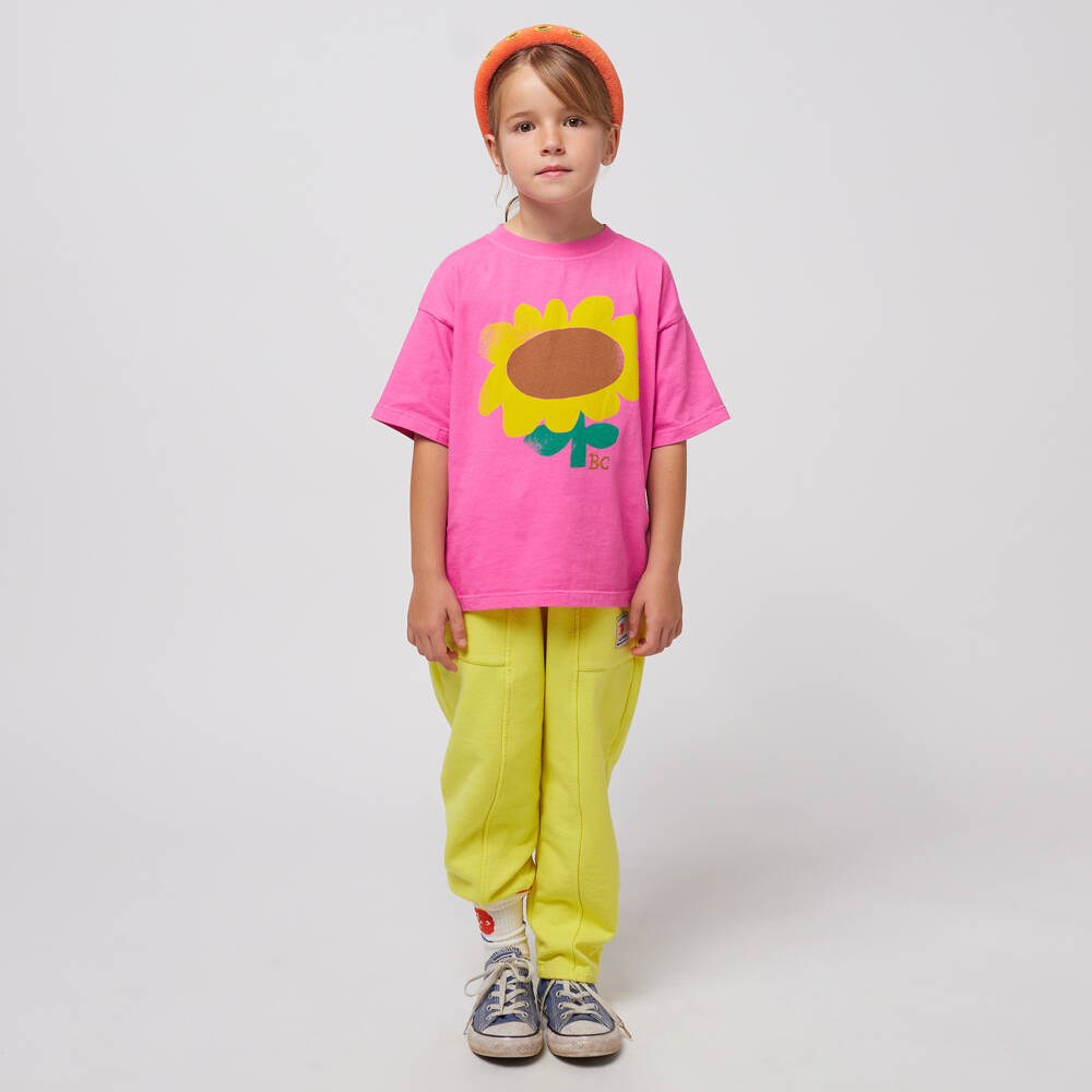 Bobo Choses-Girls Rosy Sunflower Organic Tee | Childrensalon Outlet