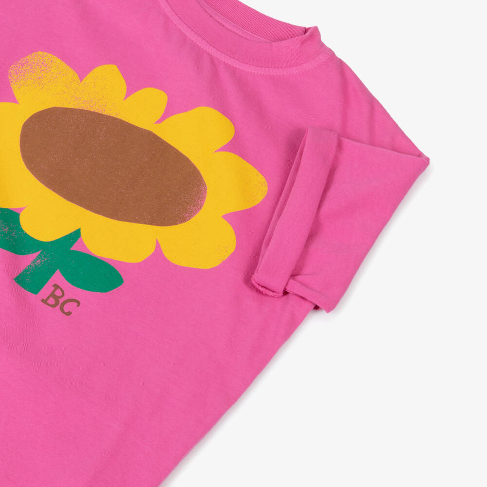 Bobo Choses-Girls Rosy Sunflower Organic Tee | Childrensalon Outlet