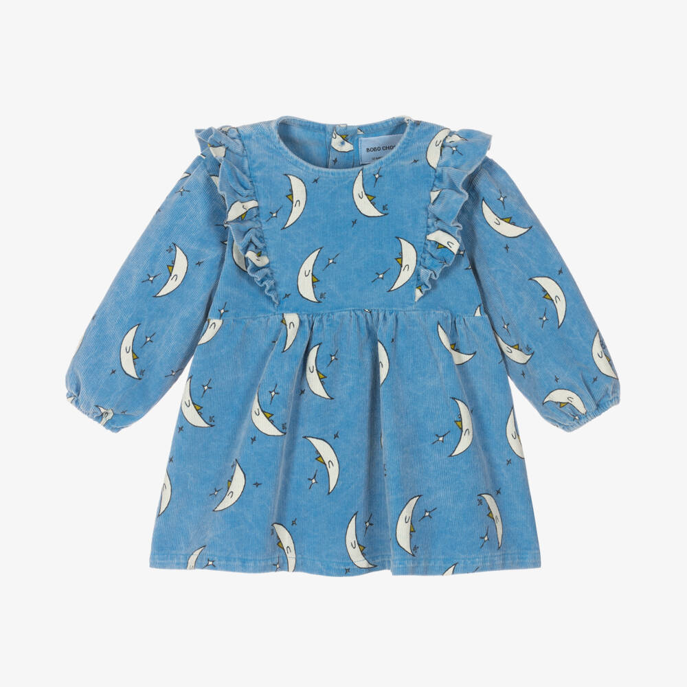 Bobo Choses-Girls Sky Corduroy Moon Dress | Childrensalon Outlet