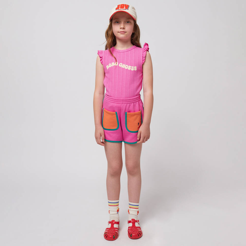 Bobo Choses-Girls Soft Pink Jersey Cotton Shorts | Childrensalon Outlet