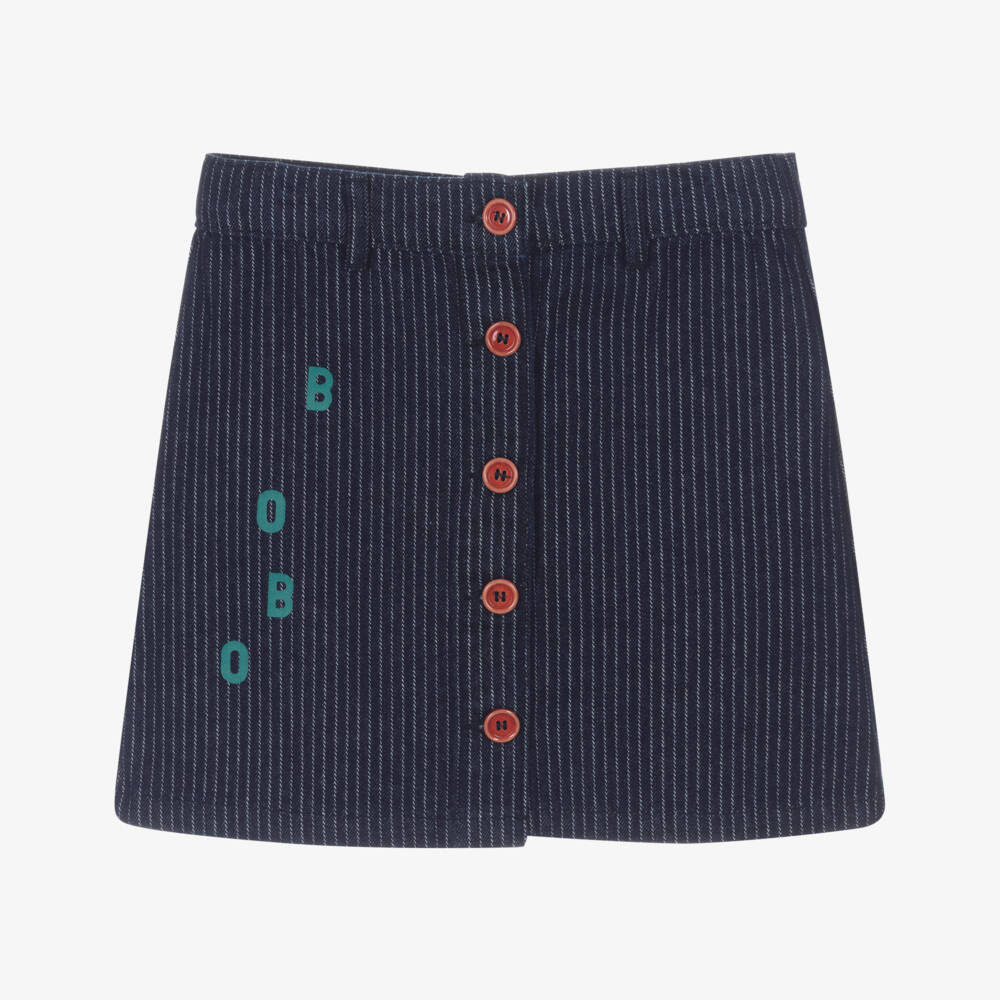 Bobo Choses-Girls Striped Blue Denim Skirt | Childrensalon Outlet