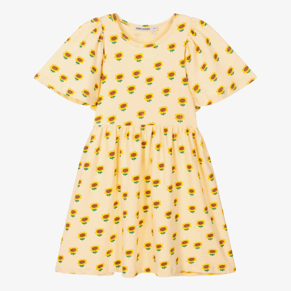 Bobo Choses-فستان بناتي أصفر مشرق بنقشة عباد الشمس | Childrensalon Outlet