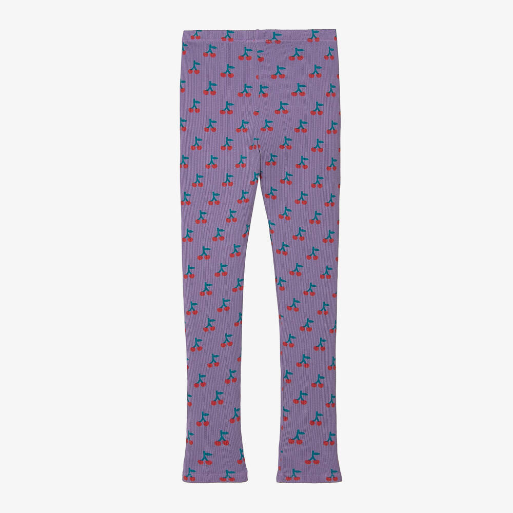 Bobo Choses-Girls Violet Cherry Pattern Leggings | Childrensalon Outlet