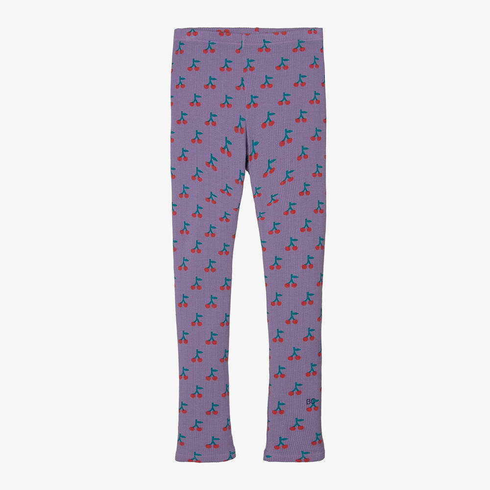 Bobo Choses-Girls Violet Cherry Pattern Leggings | Childrensalon Outlet