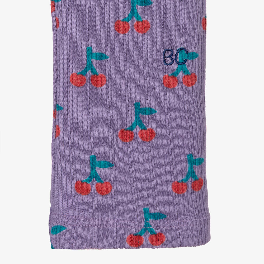 Bobo Choses-Girls Violet Cherry Pattern Leggings | Childrensalon Outlet