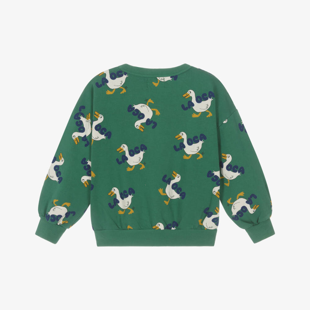 Bobo Choses-Green Goose Print Cotton Sweatshirt | Childrensalon Outlet