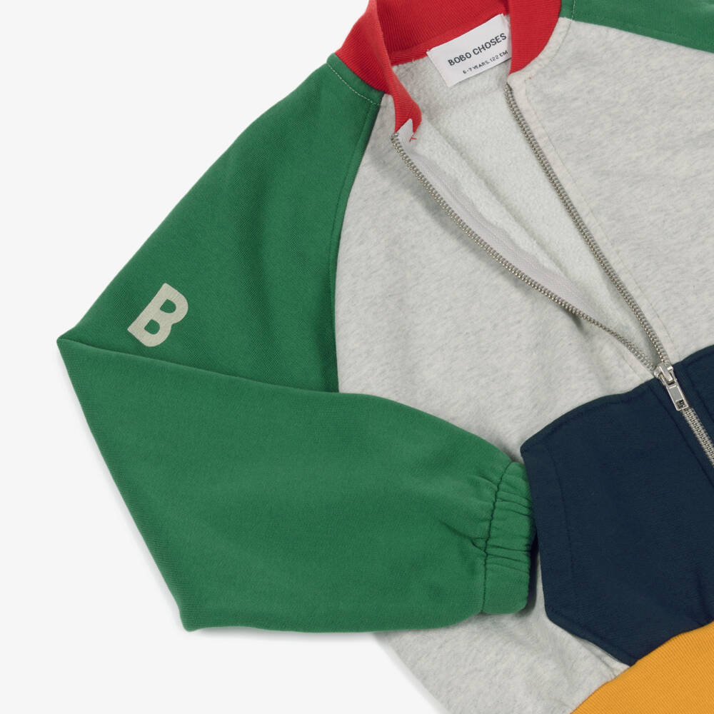 Bobo Choses-Зеленый и серый органический топ на молнии | Childrensalon Outlet