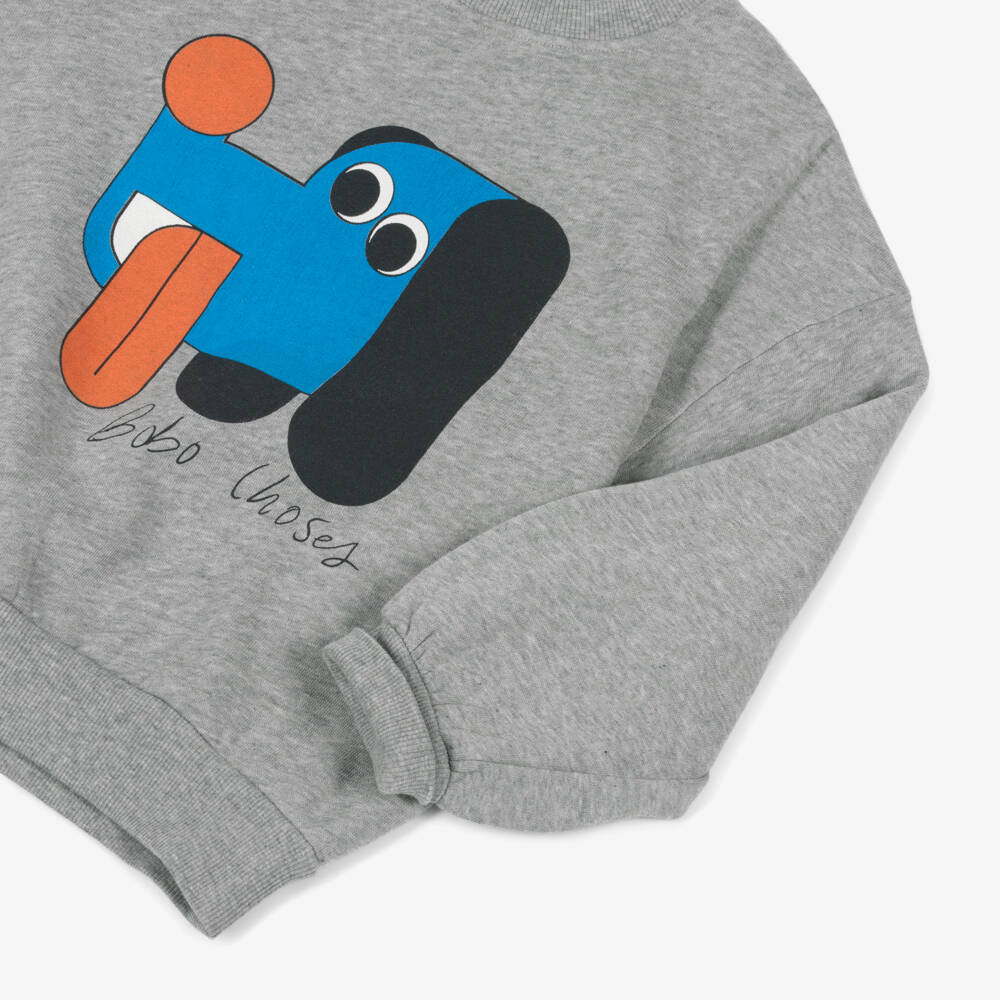 Bobo Choses-Grey Dog Print Organic Cotton Sweatshirt | Childrensalon Outlet