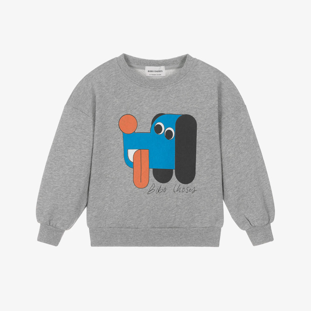 Bobo Choses-Grey Dog Print Organic Cotton Sweatshirt | Childrensalon Outlet