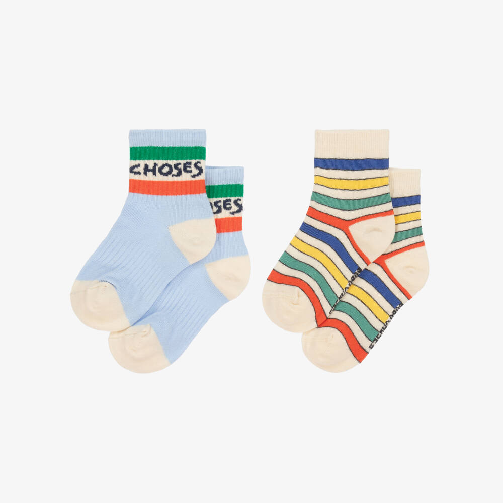 Bobo Choses-Junior Boys Blue Striped Sock Duo | Childrensalon Outlet