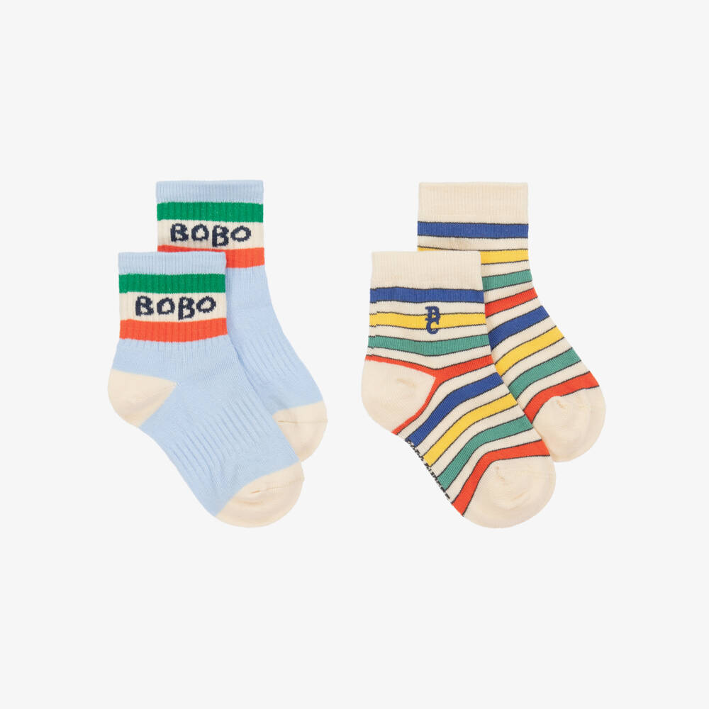 Bobo Choses-Junior Boys Blue Striped Sock Duo | Childrensalon Outlet