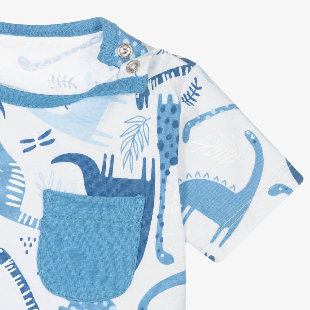 Boboli-Baby Boys Blue Cotton Dinosaur Shorts Set | Childrensalon Outlet